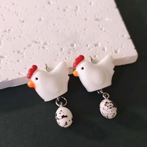 Набор 2 шт. креативных подвесок Курица с яйцом из смолы для DIY Фурнитура для серёг, кулонов, ключниц, уникальные украшения