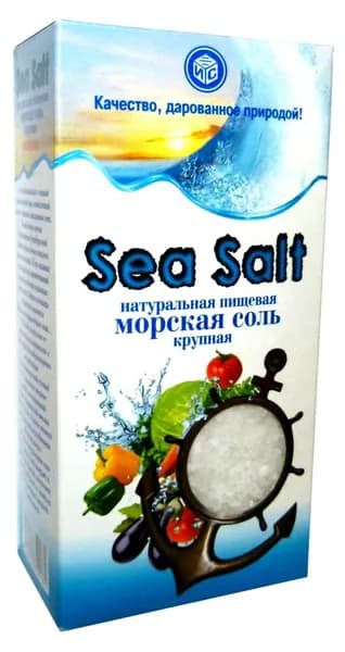 Соль морская Sea Salt крупная, 600 г x 3 шт