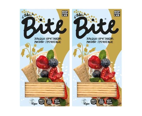 Рисово-гречневые хлебцы (без глютена), Bite, 2 уп по 150 г, Россия