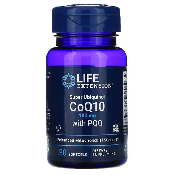 Коэнзим Q10 100 мг убихинол с пирролохинолинхинон Life Extension Super Ubiquinol CoQ10 100 мг with PQQ 10 мг, 30 капсул