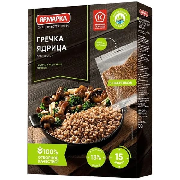Гречка ЯРМАРКА "Отборная" ядрица (5шт0г) 400г