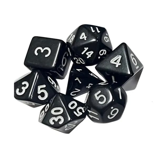 Набор из 7 прозрачных полиэдрических кубиков для RPG, Белый