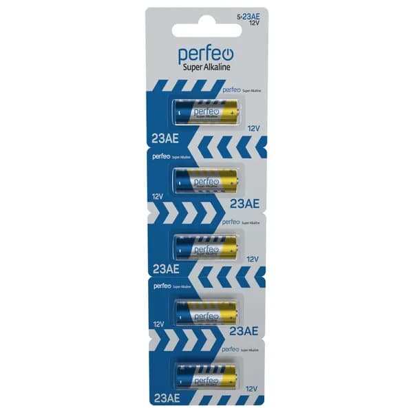 Батарейки Perfeo 23AE (23A, MN21, A23) Super Alkaline алкалиновые (щелочные), 5шт, 12V