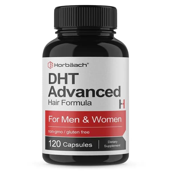 Биологически активная добавка для ухода за волосами DHT Advanced Hair Care Formula, содержащая экстракты пальмы сабаль, корня кудзу и корня флисового цветка, 120 капсул.