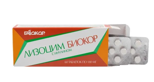 Лизоцим с инулином таблетки для рассасывания Биокор 180 мг 60шт.