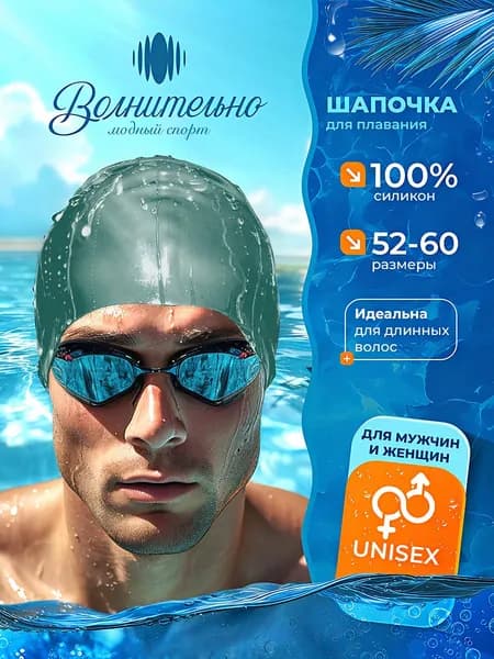 Шапочка для плавания и бассейна силиконовая