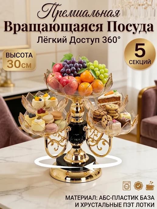 Фруктовница вращающаяся ярусная этажерка для фруктов
