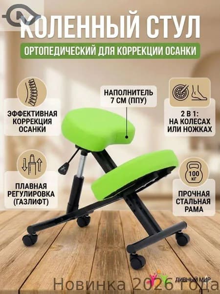 Ортопедический стул, Экокожа, фисташковый, черный