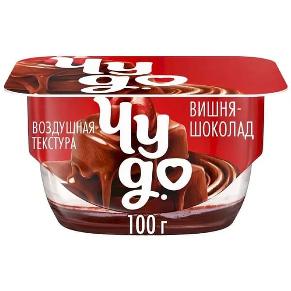 Творожок двухслойный Чудо Вишни с соусом шоколад 4.4%, 100г