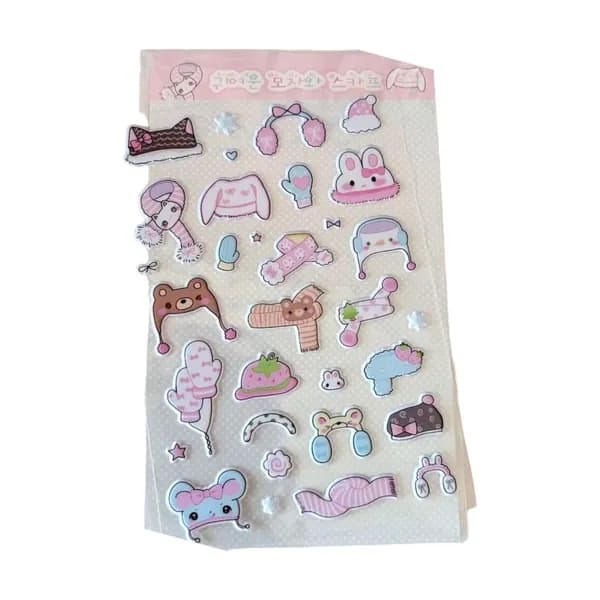 Трехмерная наклейка из пенопласта-зимняя шапка bubble sticker