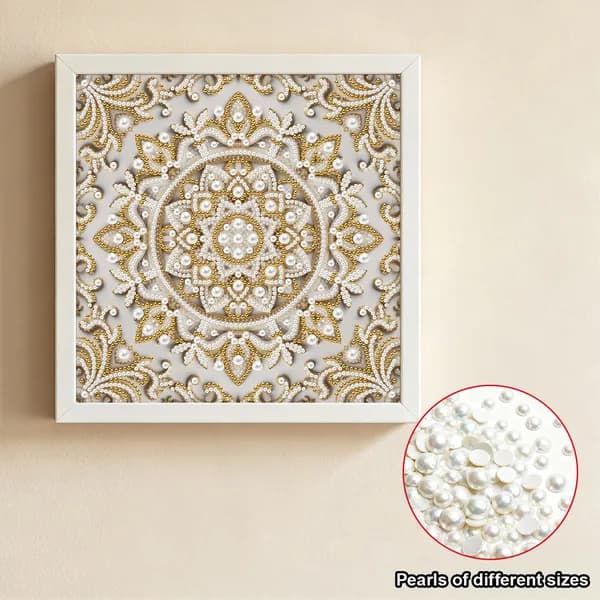 Картина-раскраска из жемчужин Platinum Mandala, холст 30 30 см, без рамки