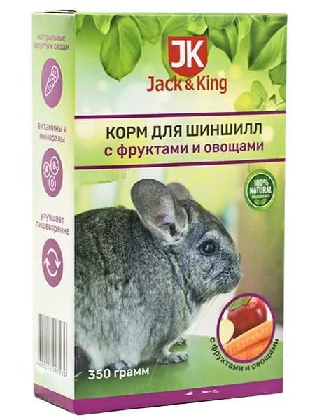 Корм для шиншилл Jack&King с фруктами и овощами, 350 г