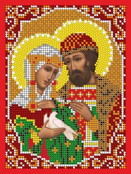 Схема для вышивания бисером Светлица (без бисера), икона "Святые Благоверные Петр и Феврония" 12х16 см