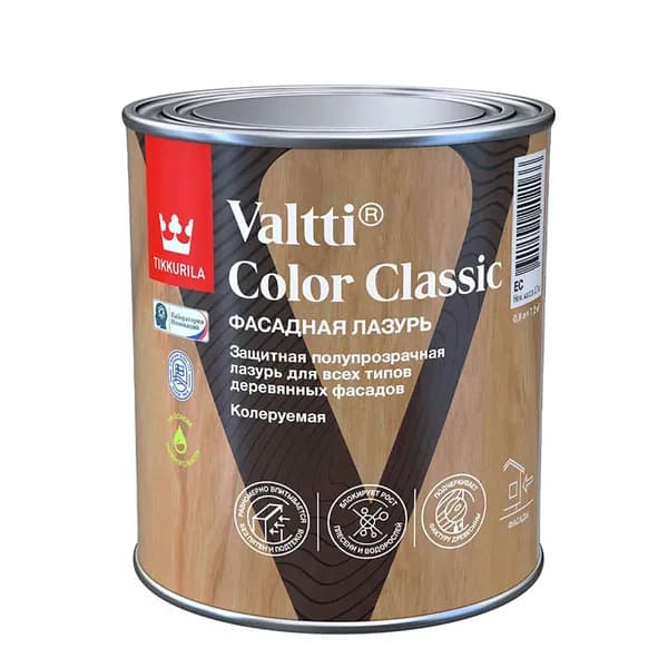 Фасадная защитная лазурь Tikkivala (Tikkurila) VALTTI COLOR CLASSIC EC / Тиккурила Валтти Колор Классик цвет прозрачный 0.9 л