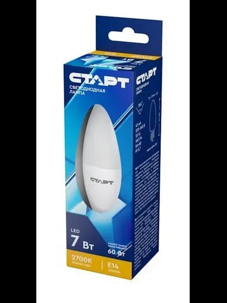 Лампа светодиодная E14 7W 2700К свеча Eco
