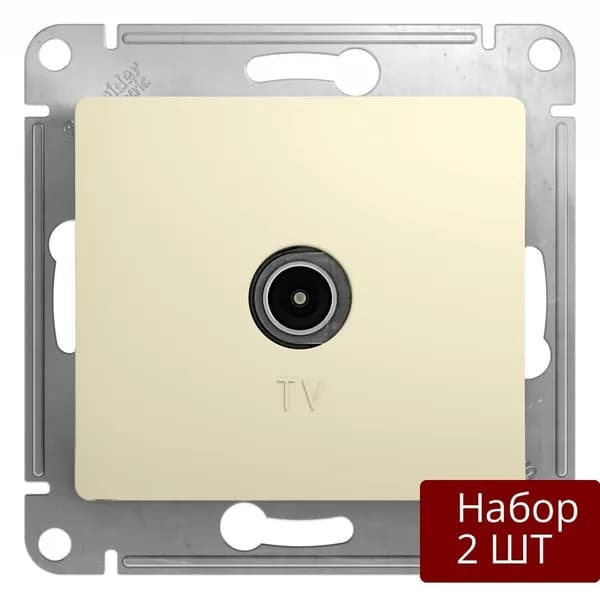 Набор 2 шт TV антенна Systeme Electric GLOSSA, коннектор, механизм, бежевый