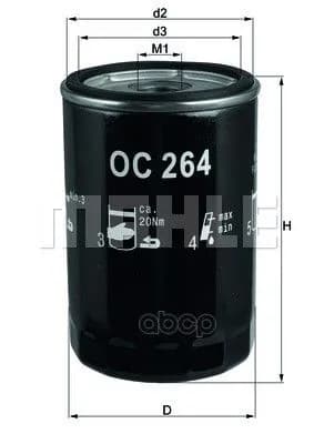 Фильтр масляный MAHLE OC264 Mahle/Knecht арт. OC264