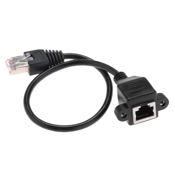 1FT RJ45 от мужчины к женскому удлинительному кабелю Ethernet LAN для монтажа на панель с винтом