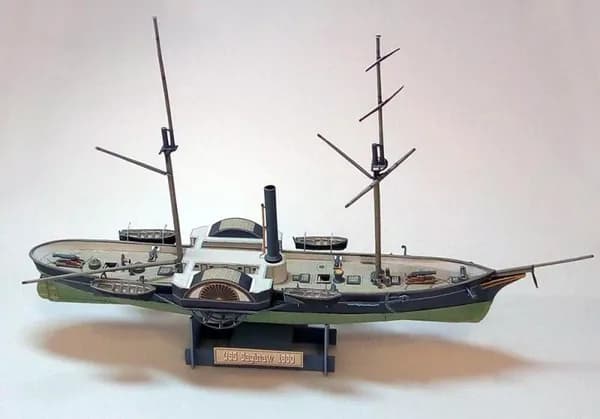 вооруженный пароход "Saginaw", Америка 1858 год, М.1:200, сборная модель корабля из бумаги