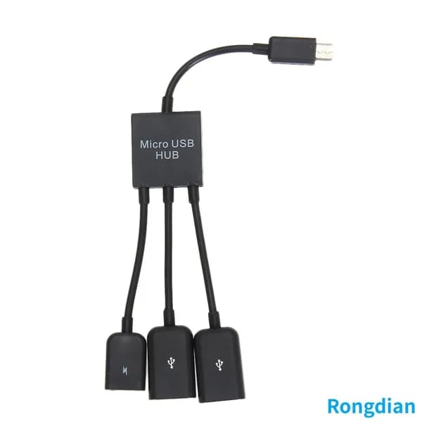 Трёхвходовой Micro-USB 2.0 OTG-хаб-адаптер с двумя гнёздами