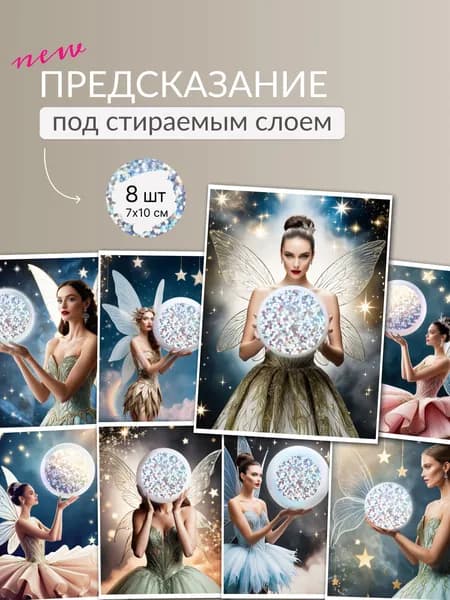 Открытки с предсказаниями под скретч-слоем "Фея", набор 8 шт