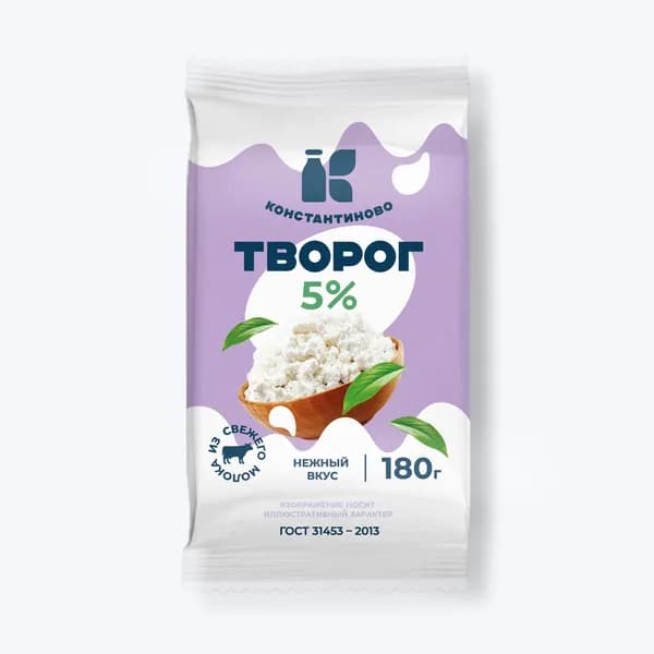 Творог 5%, 180 г, Константиново