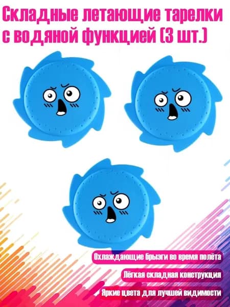 Складные летающие тарелки с водяной функцией (3 шт.), Синий набор эмодзи