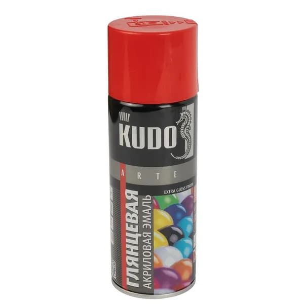 Эмаль аэрозольная акриловая Kudo алая (RAL 3020) глянцевая 0,52л