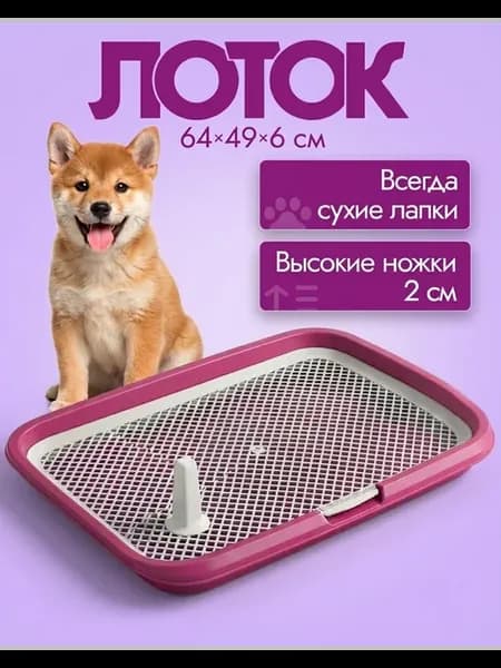 Туалет лоток для собак с сеткой под пеленку 64*49*6см