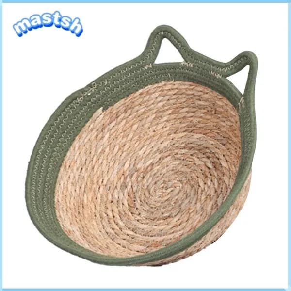 Тканое кошачье гнездо Маленький ротик 34 (подходит для домашних животных весом до 7 кг) армейские кошачьи ушки зеленого цвета плюс ватный диск