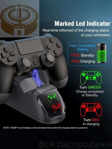 Док-станция для зарядки 2 геймпадов PS4 (Pro/Slim) беспроводное зарядное устройство для контроллеров DualShock 4