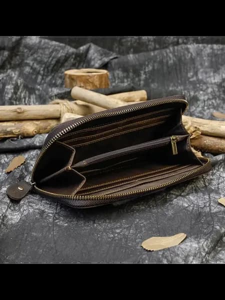 Кожаный мужской кошелек-клатч Dark Brown1