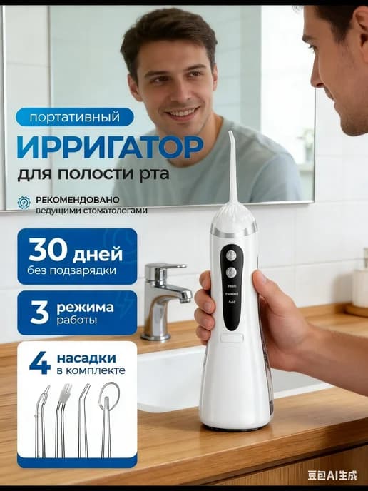 Ирригатор для зубов портативный белый