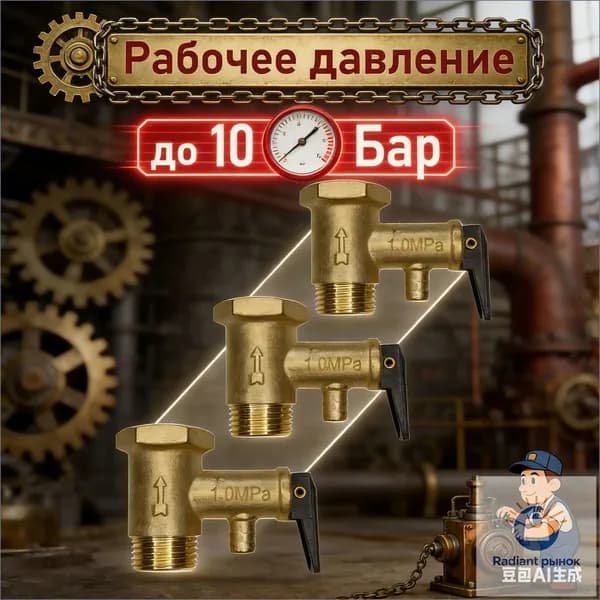 предохранительный клапан для водонагревателя 10 Бар 1/2"
