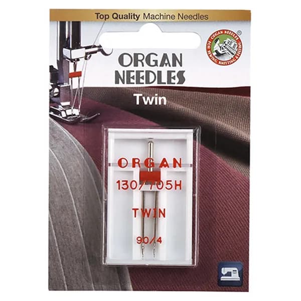 Иглы ORGAN для швейных машин, двойные, № 90, 4,00 мм, 1 шт Blister