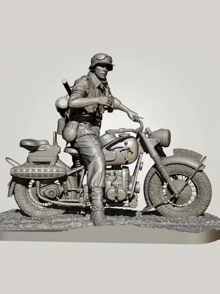 1/35 Модельный комплект для сборки ( Без Базы) Немецкий Мотоциклист, неокрашенная фигурка