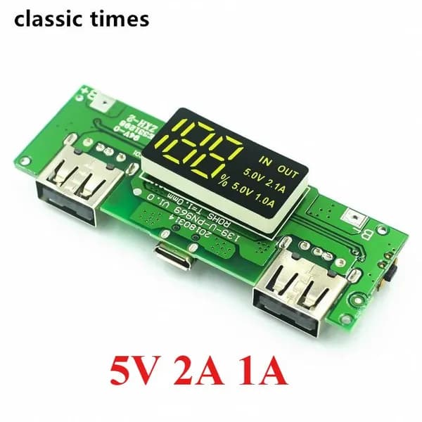 Светодиодный модуль зарядки Dual USB 5V 2.4A 2A 1A Micro/ Type-C USB 18650, защита цепи платы зарядного устройства для литиевых аккумуляторов