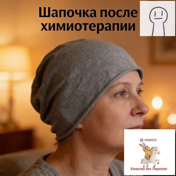 Шапочка после химиотерапииГоловной убор после химиотерапии "Комфорт", однослойная, тонкая, трикотажная шапка для онкопациентов, при выпадении волос и алопеции