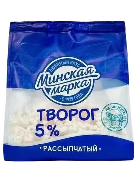Творог зерненый Минская марка 5% БЗМЖ 350 г