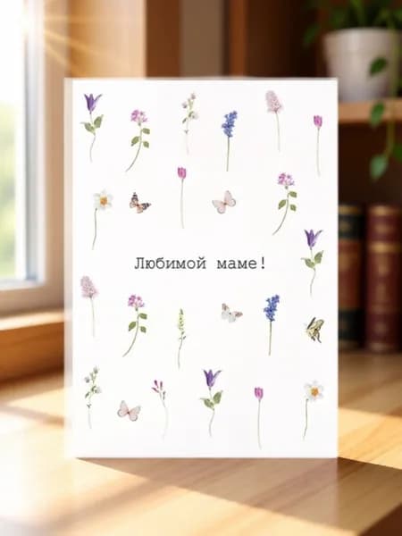 Открытка одинарная Любимой маме! 10х15 см, крафтовый конверт