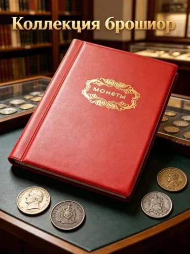 Альбом-книга для монет, 120 прозрачных карманов, компактный, подарочный, 1 шт