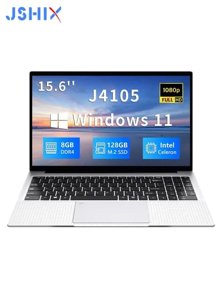 JSHIX S155-J4105 Ноутбук 15.6", Intel Celeron J4105, RAM 8 ГБ, SSD 128 ГБ, Intel UHD Graphics 600, Windows Pro, (S155-J4105), серебристый, Русская раскладка