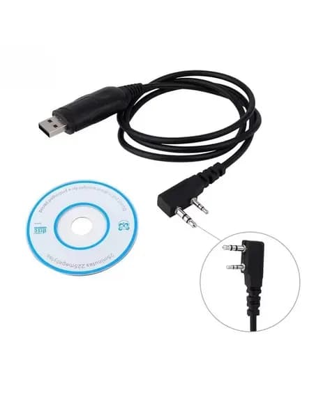 2-контактный USB-кабель для программирования с разъемом K, с CD-диском, для радиостанций Baofeng UV5R серии 888S и Kenwood