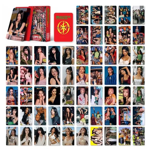 Набор LOMO-карт 60 шт + 32 наклейки BEAUTIFUL CHAOS, фотосессия K-POP группы, коллекционные карточки для фанатов