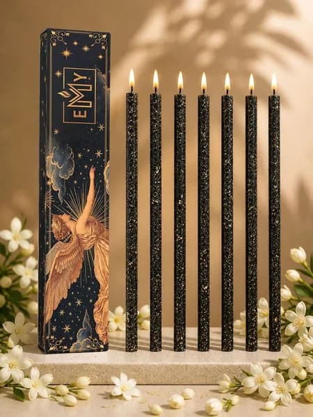Черный свечи подарочный набор магические с жасмином, Emy candles, 7 шт