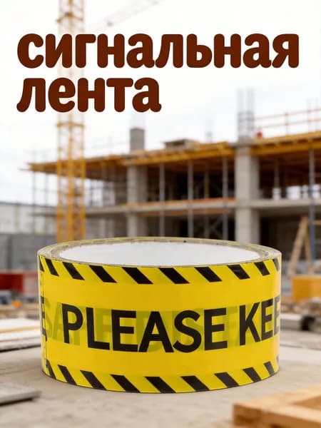 Жёлтая предупреждающая лента из полипропилена для соблюдения дистанции, 25 метров в рулоне