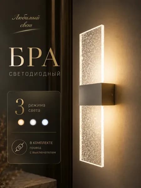 Бра на стену светодиодный с проводом с выключателем