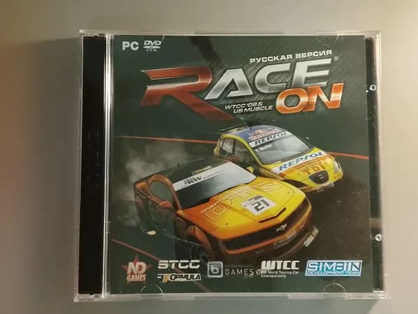 Диск с винтажной игрой для слабого ПК Race On (PC DVD, Jewel, русская версия, Новый диск)