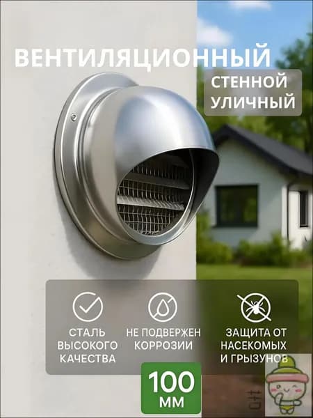 Выход стенной уличный Клапан вентиляционный 100 мм