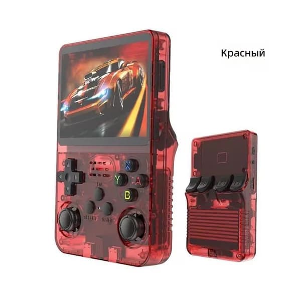 Портативная игровая консоль R36S с Android, 128 ГБ, красная прозрачная версия
